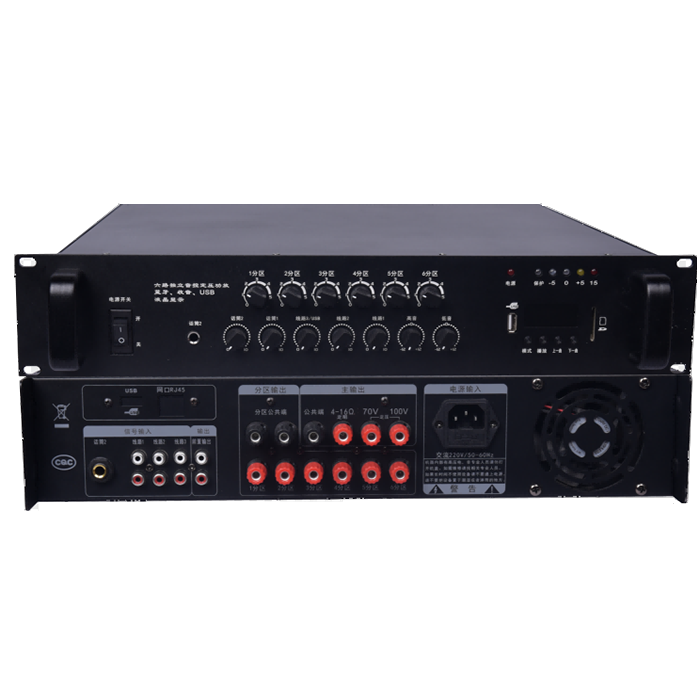 ZGY-6100  玄色100WUSB/SD卡收音蓝牙2U六分区独控定压功放